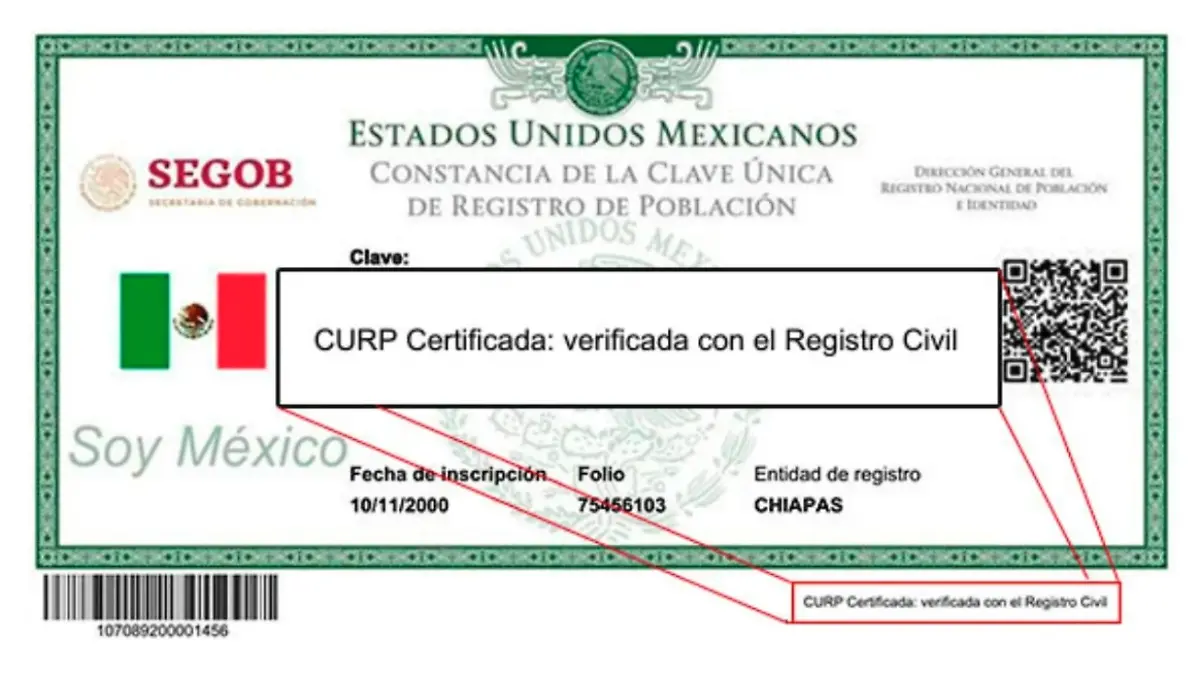 CURP certificada